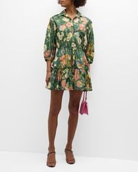 Cara Cara - Robin Puff-Sleeve Floral Poplin Mini Dress - Lyst
