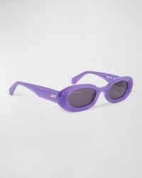 Off-White c/o Virgil Abloh - Amalfi Beveled Acetate Oval Sunglasses - Lyst