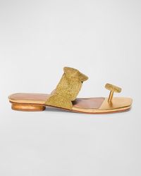 Bernardo - Metallic Raffia Thong Flat Slide Sandals - Lyst