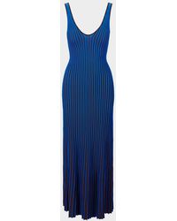 staud claretta backless pleated rib-knit dress Staud Navy Claretta Maxi Dress Staud