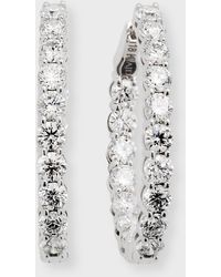 Neiman Marcus - 18k White Gold Diamond Oval Hoop Earrings, 5.1tcw - Lyst