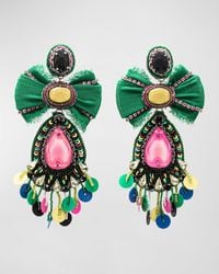 Ranjana Khan - Multicolor Silk Bow And Crystal Earrings With Sequins - Lyst