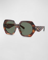 Tory Burch - Quilted Chevron Acetate Round Sunglasses - Lyst