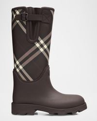 Burberry - Rubber Marsh Stamp Check Rain Boots - Lyst
