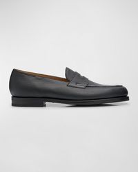 John Lobb - Lopez Soft Grained Leather Penny Loafers - Lyst