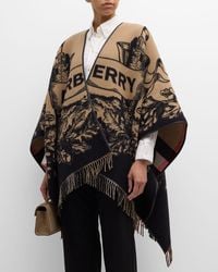 Burberry - Gallant Knight Wool Cape With Leather Trim - Lyst