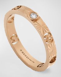 Gucci - 18k Rose Gold Icon Diamond Heart Ring - Lyst