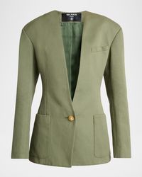 Balmain - 2-Pockets Cotton Single-Breasted Jacket - Lyst