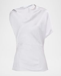 Stella McCartney - Asymmetric Drape Satin Top - Lyst