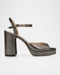 Stuart Weitzman - Dayna Ii Leather Noir Ankle-Strap Platform Sandals - Lyst