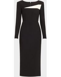 Roland Mouret - Two-Tone Crepe Midi Dress - Lyst