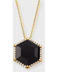 Lisa Nik - 18k Yellow Gold Hexagon Black Onyx Pendant Necklace With Diamonds - Lyst