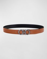 Ferragamo - Double Adjustable Leather Gancini Belt - Lyst