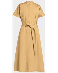 Jil Sander - Short-Sleeve Belted Midi Shirtdress - Lyst