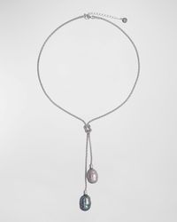 Majorica - Tender 2-Pearl Y-Drop Necklace, Steel - Lyst
