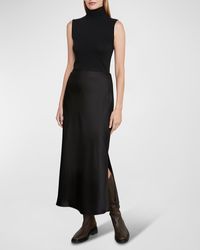 Vince - Side-slit Satin Slip Skirt - Lyst
