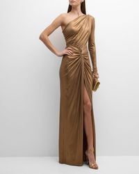 LAPOINTE - Twisted Slit-Hem Coated Jersey One-Shoulder Maxi Dress - Lyst