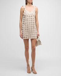 Lamarque - Malia V-neck Leather Mini Dress - Lyst