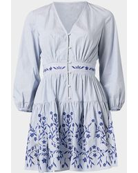 Shoshanna - Rory Floral-Embroidered Flounce Mini Dress - Lyst