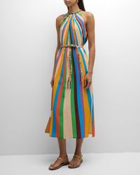 Marie Oliver - Elena Striped Silk Halter Midi Dress - Lyst