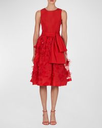 Carolina Herrera - Flower Embroidered Applique Sleeveless A-Line Dress - Lyst