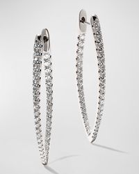 Memoire - 18k White Gold Diamond Imperial Hoop Earrings - Lyst