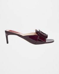 Roger Vivier - Patent Leather Buckle Mule Sandals - Lyst