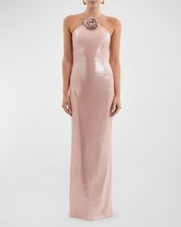 Rebecca Vallance - Paige Flower-Embellished Sequin Column Gown - Lyst