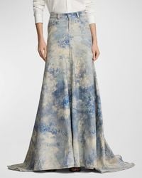 Ralph Lauren Collection - Brynley Floral-Print Denim A-Line Maxi Skirt - Lyst
