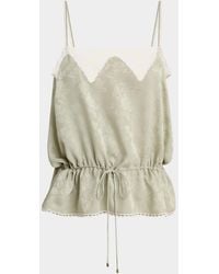 Chloé - Lace-Trim Floral Silk Jacquard Camisole Top - Lyst