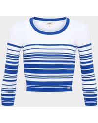 L'Agence - Yukio Stripe Crewneck Crop Top - Lyst