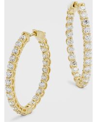 Neiman Marcus - 18k Yellow Gold Gh/si Diamond Oval Hoop Earrings, 1"l - Lyst