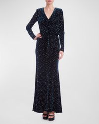 Badgley Mischka - Pearly Bow-Front Velvet Gown - Lyst
