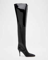 Stella McCartney - 95Mm Square-Toe Patent Over-The-Knee Boots - Lyst
