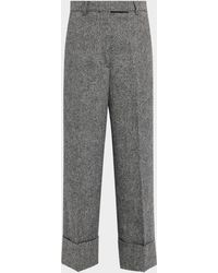 Thom Browne - Wide-Leg Cuffed Crop Trousers - Lyst