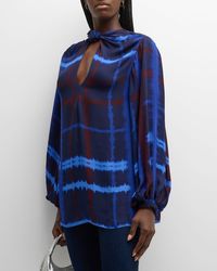 Johanna Ortiz - Crossed Cultures Check Long-sleeve Knot Top - Lyst