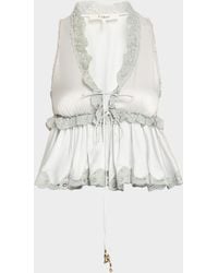 Chloé - Ruffle V-Neck Sleeveless Silk Top - Lyst