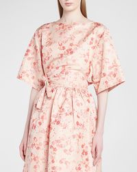 Loro Piana - Mara Blooms-print Short-sleeve Silk Crepe De Chine Blouse - Lyst
