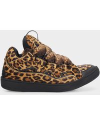 Lanvin - Apos;S Curb Leopard-Printed Pony Leather Sneakers - Lyst