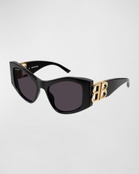 Balenciaga - Cut-out Bb Acetate Cat-eye Sunglasses - Lyst