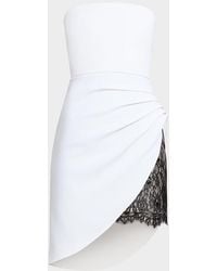 BCBGMAXAZRIA - Strapless Lace-Inset Pleated Mini Dress - Lyst