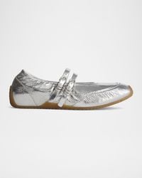 Rag & Bone - Emilee Metallic Leather Mary Jane Ballerina Flats - Lyst