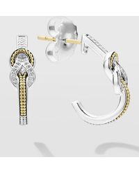 Lagos - Newport Diamond Knot 15mm Half-hoop Earrings - Lyst