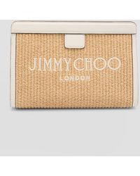 Jimmy Choo - Avenue Logo Raffia Clutch Bag - Lyst