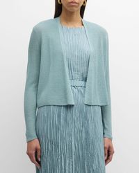 Eileen Fisher - Ribbed Open-Front Organic Linen-Cotton Cardigan - Lyst