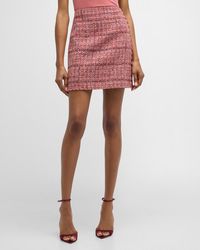 St. John - Metallic Side-stripe Textured Slub Tweed Mini Skirt - Lyst