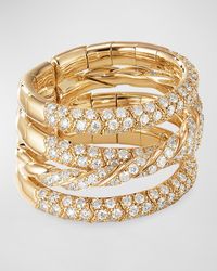 David Yurman - 18k Gold Paveflex Four-row Diamond Ring, Size 6-7 - Lyst