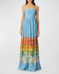 SAU LEE - Camille Strapless Abstact-Print Maxi Dress - Lyst