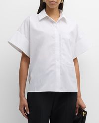 Co. - Boxy Short-Sleeve Llared Shirt - Lyst