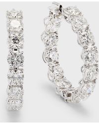 Roberto Coin - 18k White Gold Diamond Hoop Earrings, 30mm - Lyst